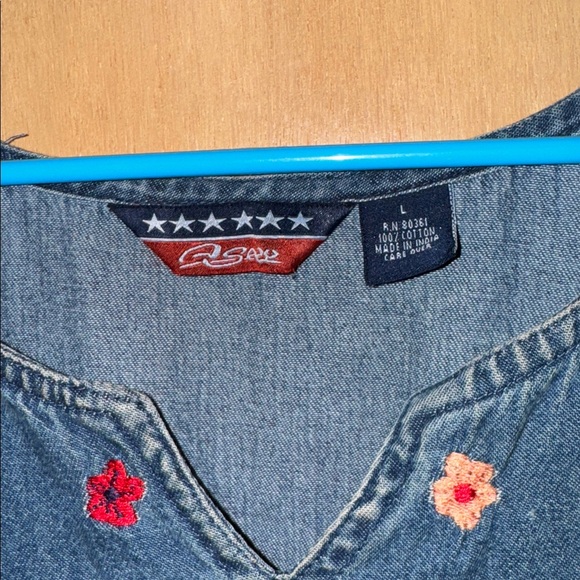 Vintage Embroidered Denim Maxi Dress Jumper Large - Picture 4 of 6